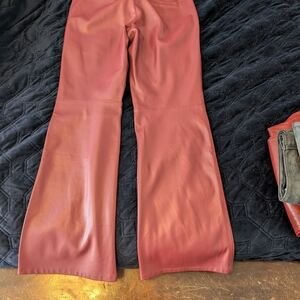 Red Leather Flare Pants